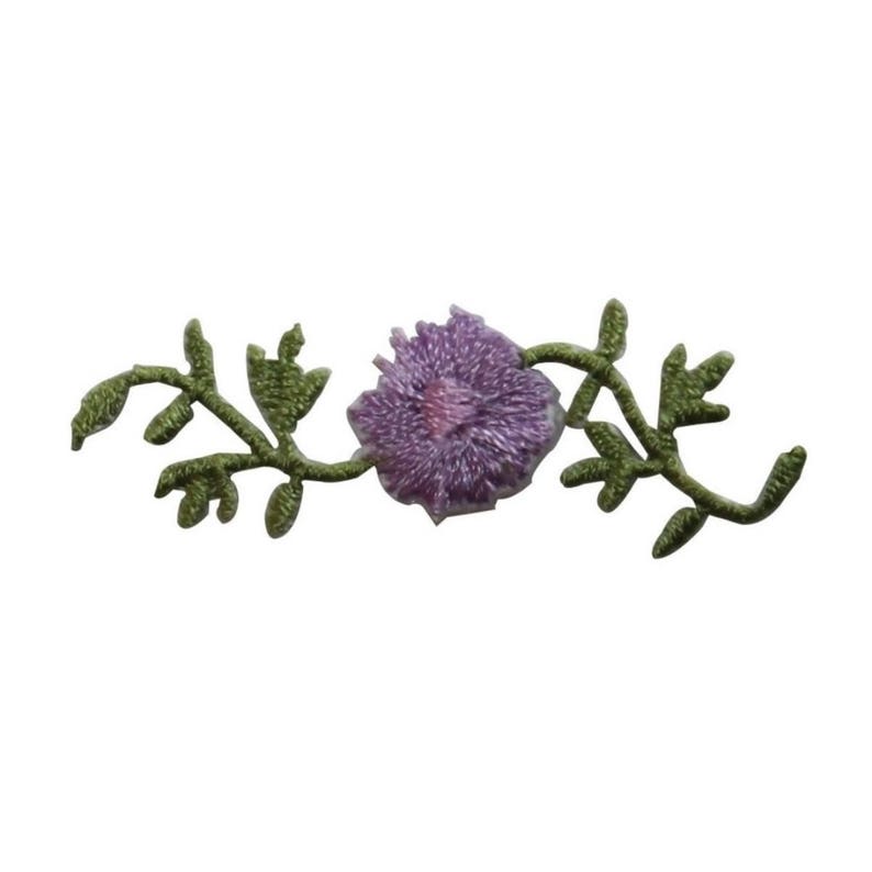 ID 6468 Purple Flower On Vines Patch Garden Blossom Embroidered Iron On Applique image 1