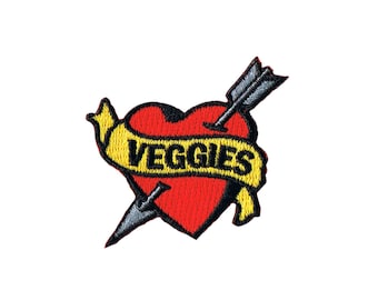 Tattoo Art Veggies Heart Patch Banner Ink Arrow Embroidered Iron On Applique