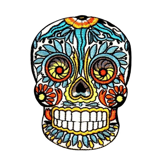 Feathered Sugar Skull Patch Mexican 