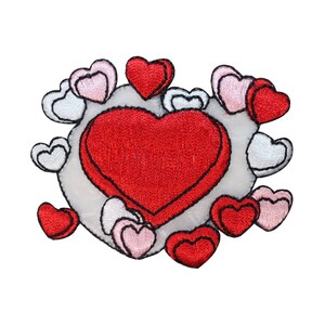 ID 3225 Group of Hearts Patch Valentine&#39;s Day Love Embroidered Iron On Applique