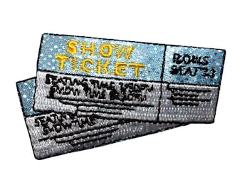 ID 8562 Pair of Show Tickets Patch Movie Theatre Embroidered Iron On Applique