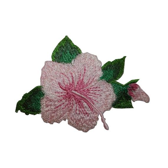 ID 6344 Pink Hibiscus Flower Blossom Patch Tropical Embroidered