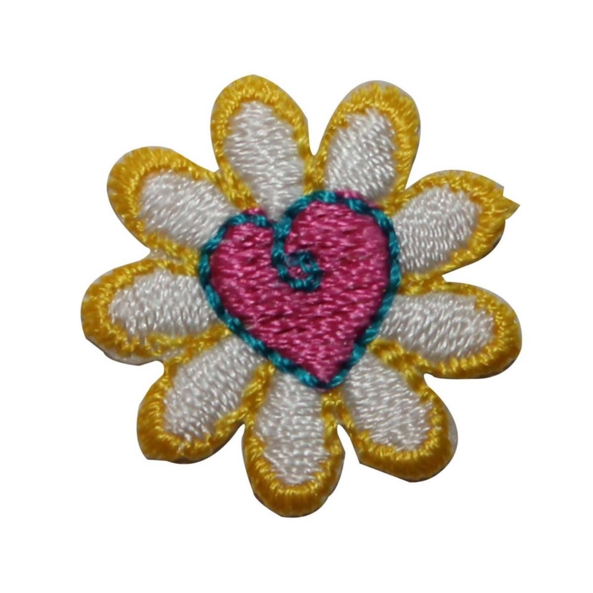ID 6096 Heart Flower Patch Love Daisy Garden Symbol Embroidered