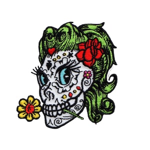 Artist Reed Sugar Betty Skull Patch Mexican Death Embroidered Iron On Applique