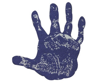ID 9218 Dark Blue Handprint Patch Symbol High Five Iron On Embroidered Applique