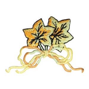 ID 1429C Star Leaves Bow Patch Fall Autumn Tree Leaf Embroidered IronOn Applique