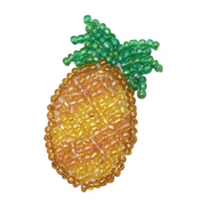 ID 9113 Tropical Pineapple Patch Hawaiian Fruit Plant Beaded Iron On Applique