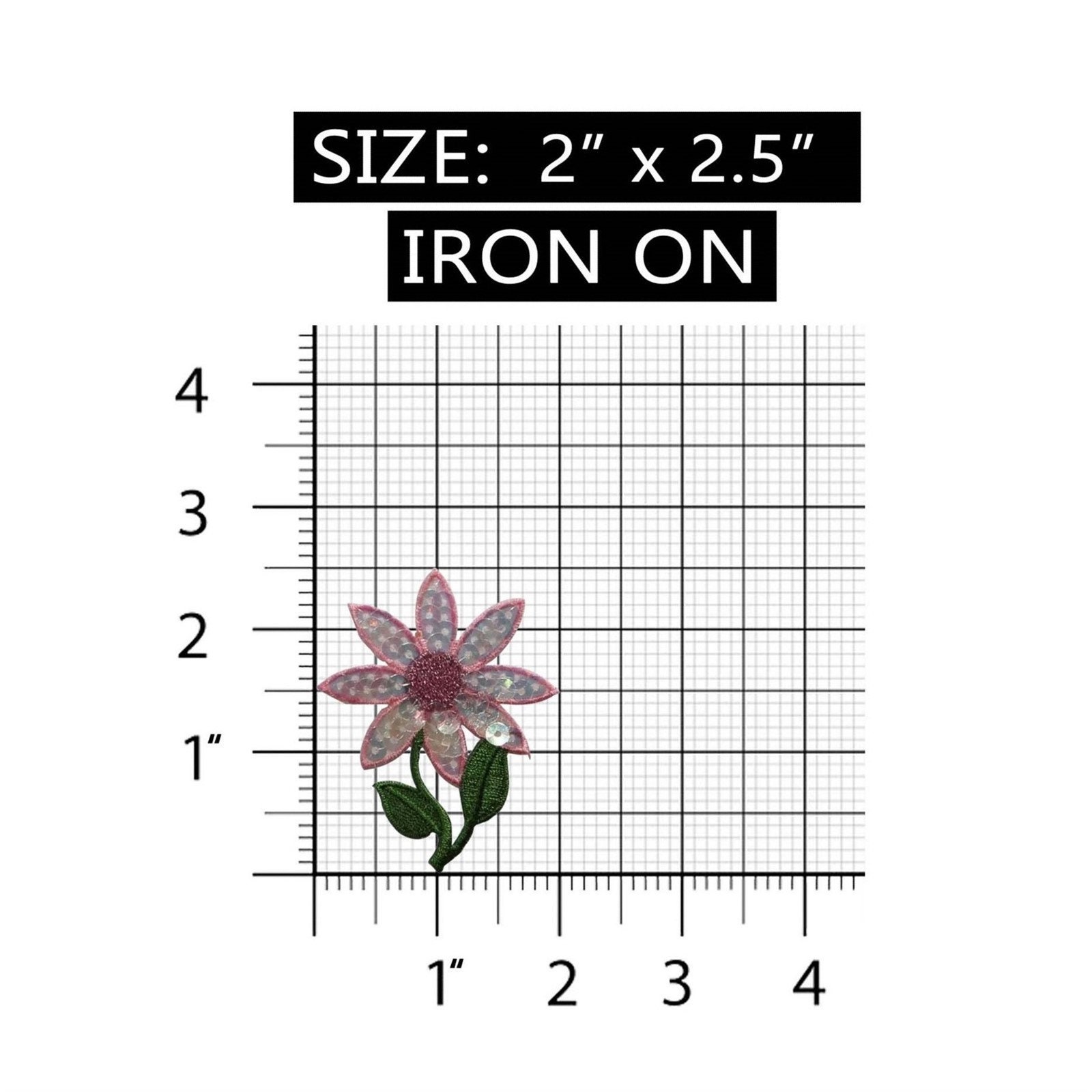ID 6297 Shiny Sequin Flower Patch Garden Symbol Embroidered Iron