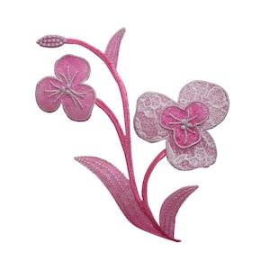ID 6248 Pink Lace Hibiscus Patch Flower Garden Grow Embroidered Iron On Applique