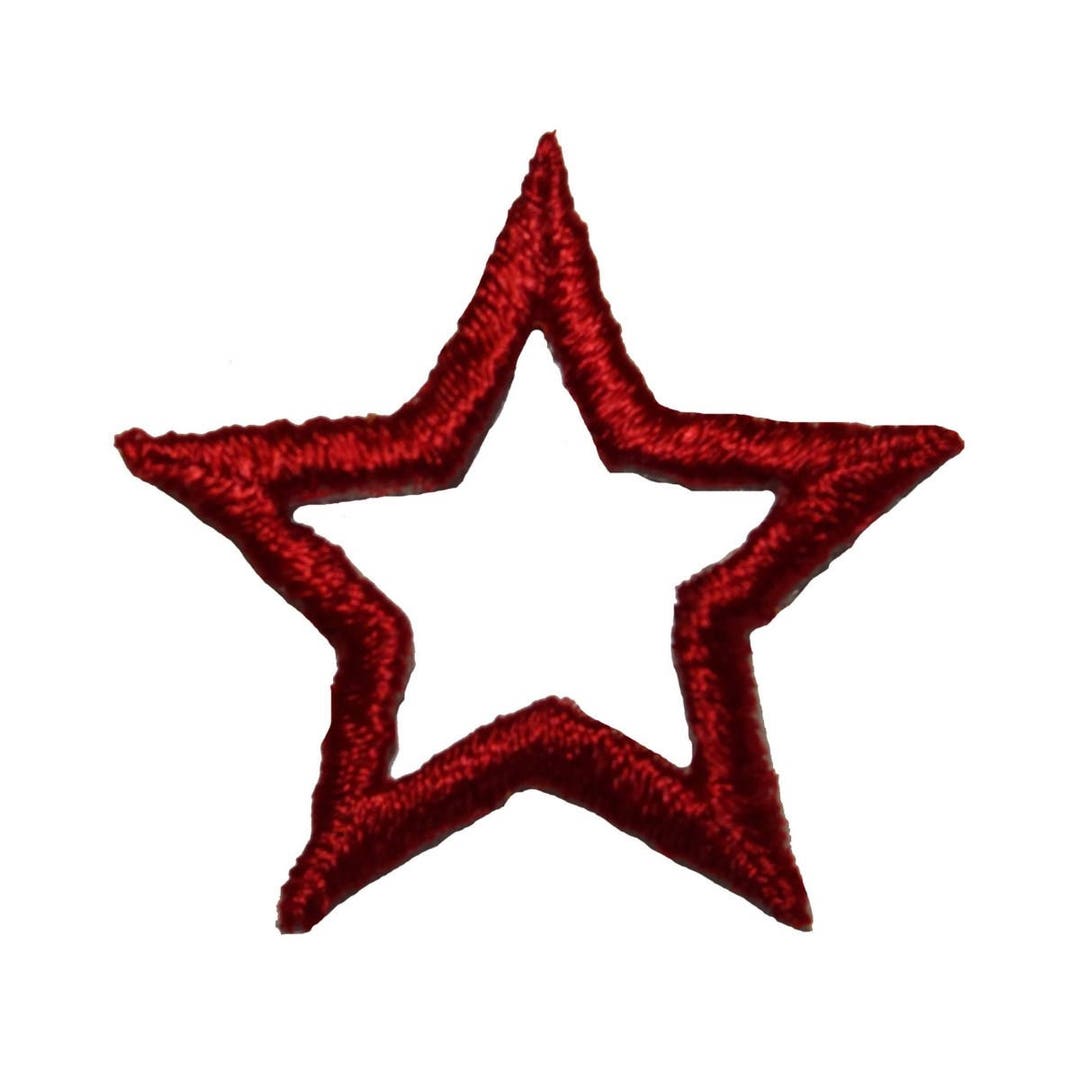 Red Star With Ridgid Edges ID 3483 Red Star Outline Patch Sky Craft Emblem Embroidered Iron on ...