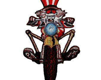 Grateful Dead Biker Uncle Sam Skeleton Patch Motorcycle Rock Iron On Applique