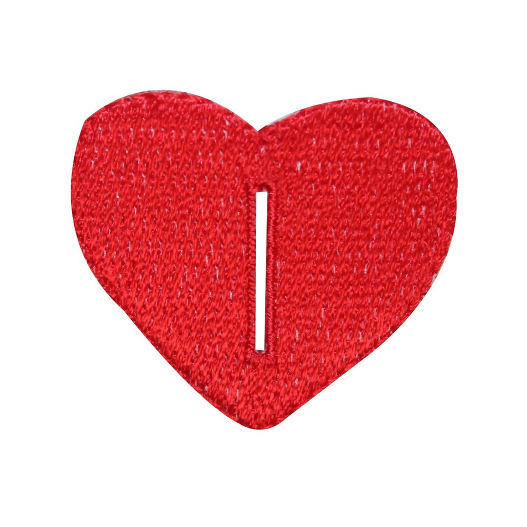ID 3274A Heart Button Hole Patch Valentines Love Embroidered Iron on ...