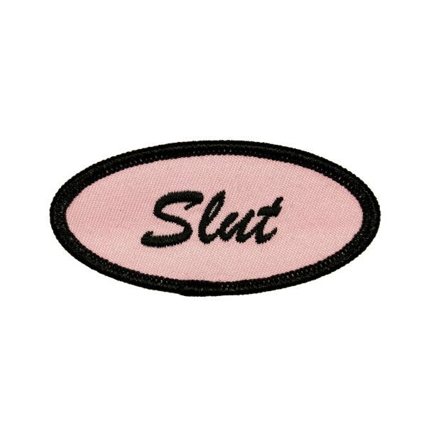 Slut Name Tag Pink Patch Novelty Badge Uniform Sign Embroidered Iron On Applique