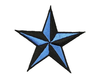 3 INCH Blue Black Nautical Star Patch Tattoo Symbol Embroidered Iron On Applique