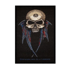 Batwing Skull Flying Skeleton Patch Head Alchemy Carta Woven Sew On Applique