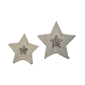ID 3451AB Set of 2 Textured Star Patch Night Sky Embroidered Iron On Applique