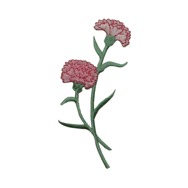 ID 6231 Pink Carnation Flower Patch Garden Dahlia Embroidered Iron On Applique