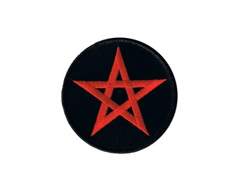 3 INCH Red Pentagram Patch Star Symbol Satan Embroidered Iron On Applique