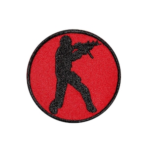 Soldat Silhouette Patch Kampfkanone Schusswaffe Krieg Gesticktes Aufbügeln Applikation