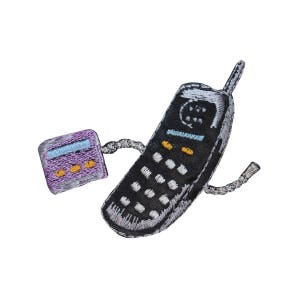 ID 3095 Old Fashion Mobile Phone Patch Cellular Embroidered Iron On Applique