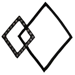 May include: Two black diamond-shaped frames, one inside the other. The inner frame has a decorative border of small, white, diamond-shaped accents.