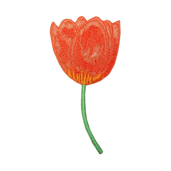 ID 6388 Orange Lily Blossom Patch Garden Flower Embroidered Iron On Applique 