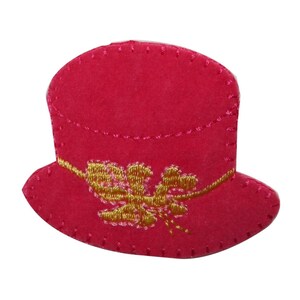 ID 7619 Pink Felt Box Hat Patch Woman Fancy Fashion Embroidered Iron On Applique