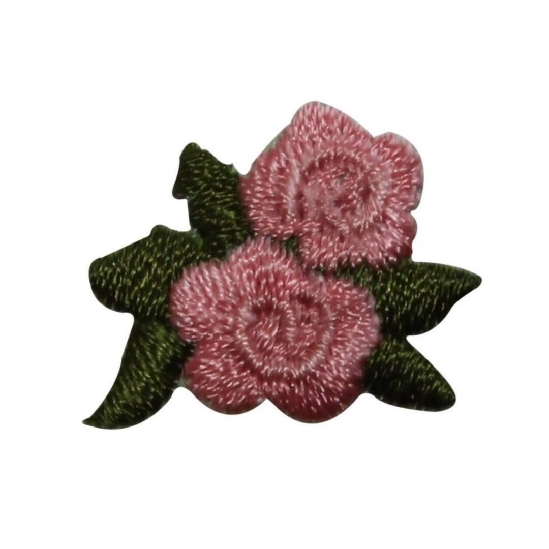ID 6868 Pair of Pink Rose Blossom Patch Garden Love Embroidered