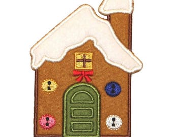 ID 8089 Gingerbread House Patch Tiny Candy Home Decorate Felt Iron On Applique