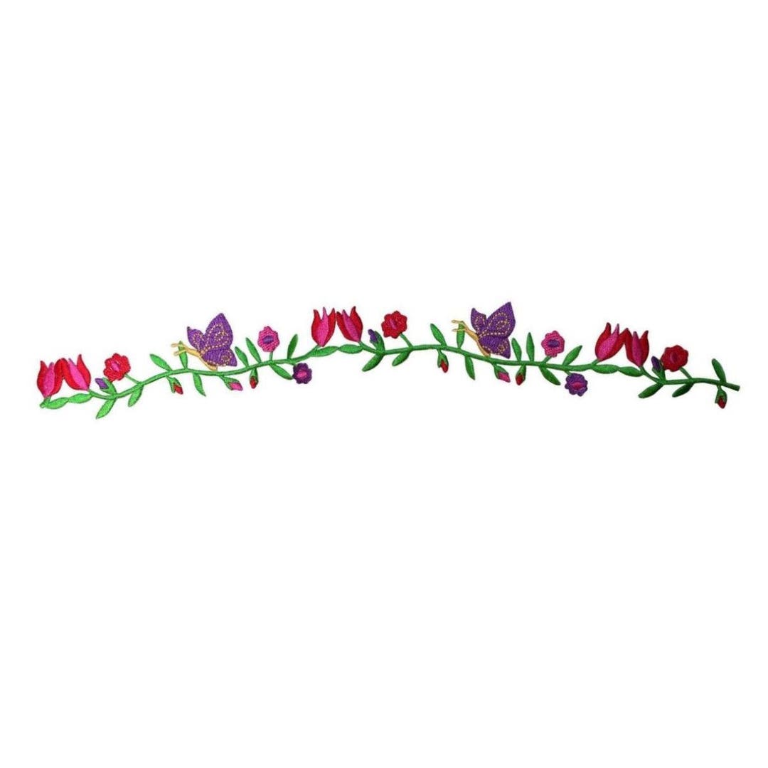 ID 6948 Flowers on Vine Patch Garden Nature Strip Embroidered Iron