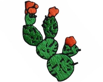 ID 1339 Cactus Flowering Patch Western Desert Plant Embroidered Iron On Applique