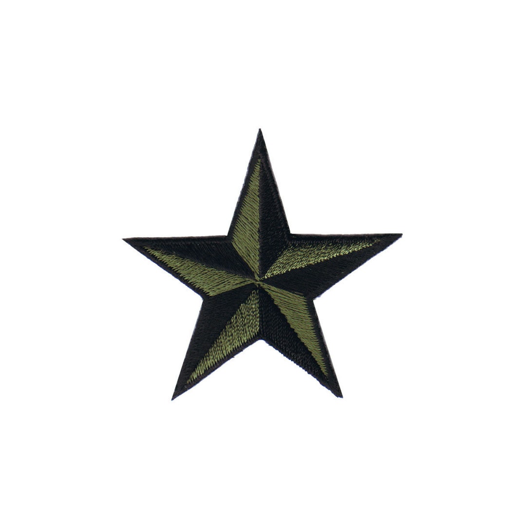 2 INCH Army Green Black Nautical Star Patch Tattoo Embroidered Iron on ...