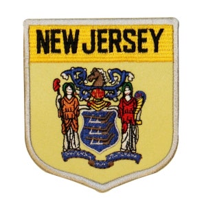 State Flag Shield New Jersey Patch Badge Travel USA Embroidered Iron On Applique