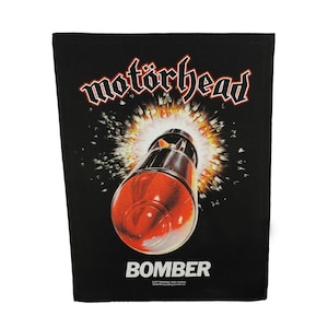 May include: Black patch featuring the band name "motorhead" in white and red lettering. Below the band name is a graphic of a red bomb with a yellow and white explosion. The word "BOMBER" is printed in white at the bottom.