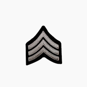 Gray Military Stripes Patch Chevron Pattern Embroidered Iron On Applique