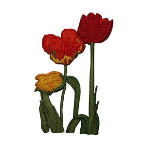 ID 6936 Multi Colored Tulips Patch Garden Flowers Embroidered Iron On Applique