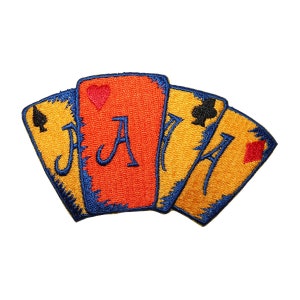 Cartes à jouer de correction de main de poker d'as du quadruple identification 8566 fer brodé sur appliqué