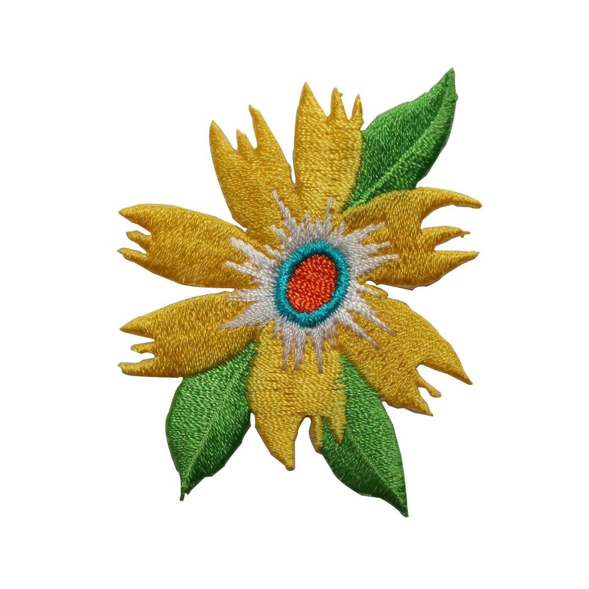 ID 6061 Yellow Flower With Leaves Patch Garden Bloom Embroidered