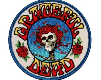 Grateful Dead Skull & Roses Patch Music Band Mascot Embroidered Iron On Applique
