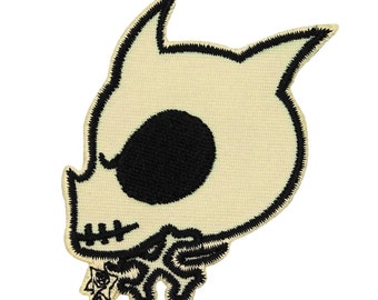 ILLICIT Demon Skull Crossbones Patch Devil Horns Embroidered Iron On Applique