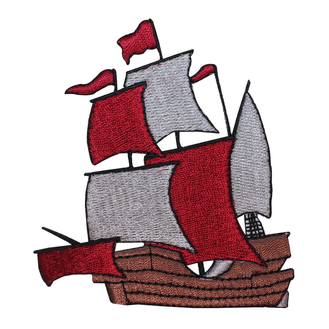 ID 1876 Pirate Ship Patch Sail Boat Nautical Wooden Embroidered Iron on ...
