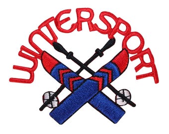 ID 1477 Toppa da sci per sport invernali, ricamata, da applicare con ferro da stiro.