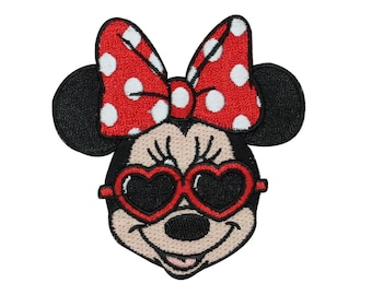 Minnie Mouse Heart Shades Iron-On Applique Disney Fan DIY Decoration Craft Patch
