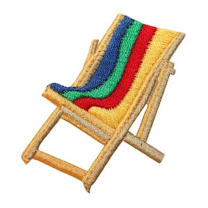 ID 1791 Colorful Folding Beach Chair Patch Vacation Embroidered Iron On Applique