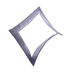 May include: A purple diamond shape outlined in a thick, satin-like material.