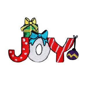 ID 8175A Joy Christmas Theme Patch Holiday Season Decoration Iron-On Applique