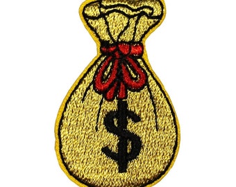 ID 0076C Bag of Money Patch Winning Pouch Jackpot Embroidered Iron On Applique