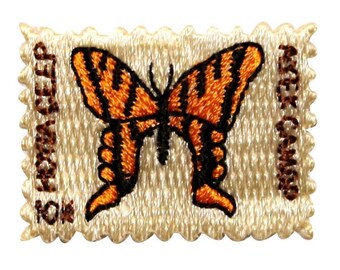 ID 2222 Butterfly Stamp Patch Craft Bug Insect Embroidered Iron On Applique