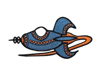 Retro Rocket Ship Patch Spacecraft Starship Space Embroidered Iron On Applique