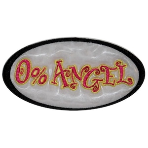 White 0% Angel Holographic Patch Girls Badge Biker Embroidered Iron On Applique
